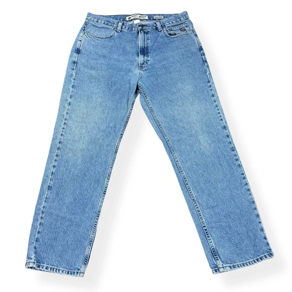 Harley Davidson Jeans Men's 36x30 Light‎ Wash Traditional Denim Biker Motorcycle